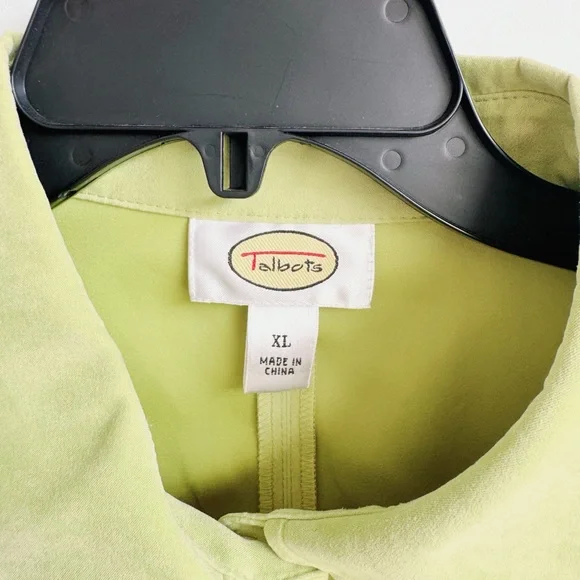 TALBOTS Vintage Lime Green Faux Suede Shirt Jacket Button Down XL Vintage - Picture 6 of 6